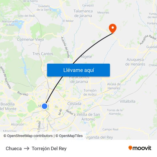 Chueca to Torrejón Del Rey map