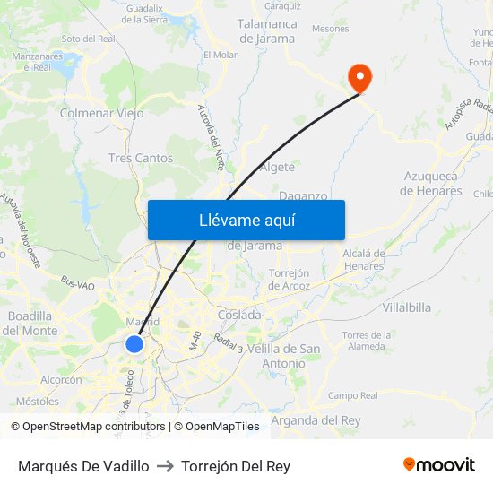 Marqués De Vadillo to Torrejón Del Rey map