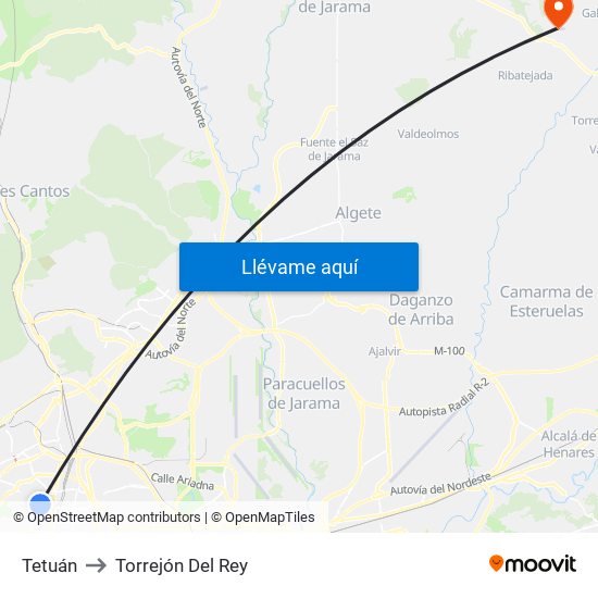 Tetuán to Torrejón Del Rey map