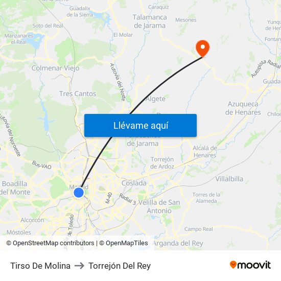 Tirso De Molina to Torrejón Del Rey map