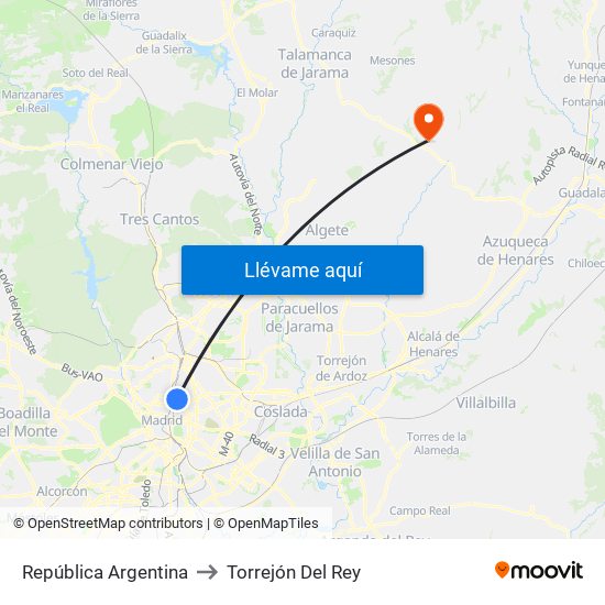 República Argentina to Torrejón Del Rey map