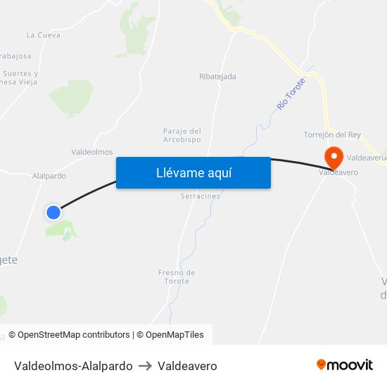Valdeolmos-Alalpardo to Valdeavero map