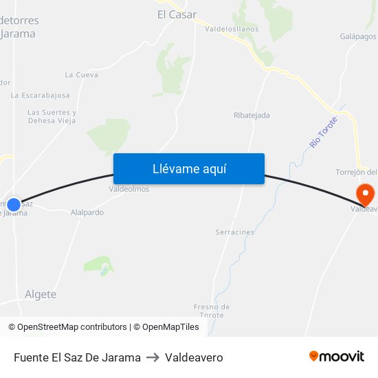 Fuente El Saz De Jarama to Valdeavero map