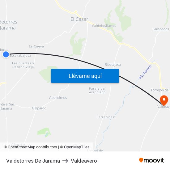 Valdetorres De Jarama to Valdeavero map