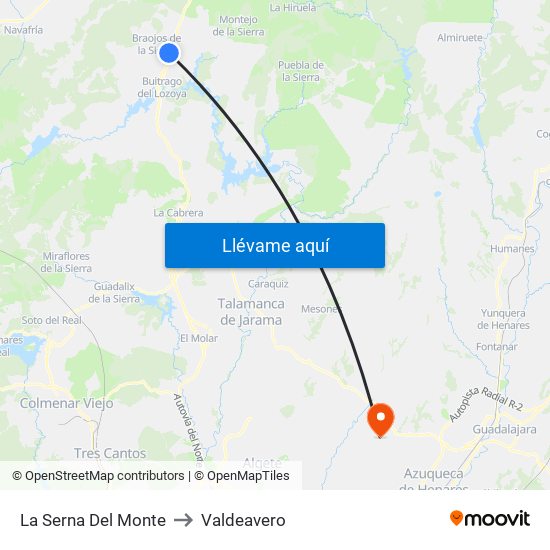 La Serna Del Monte to Valdeavero map