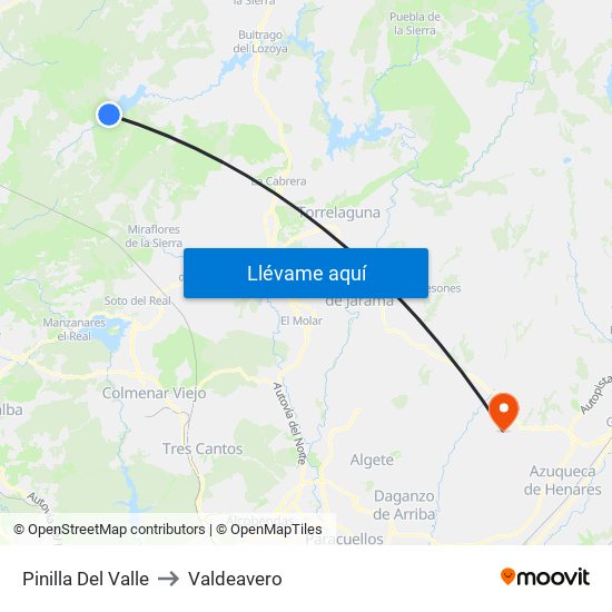 Pinilla Del Valle to Valdeavero map
