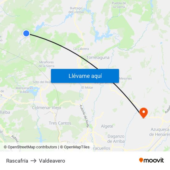 Rascafría to Valdeavero map