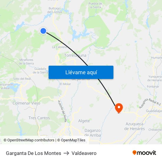Garganta De Los Montes to Valdeavero map