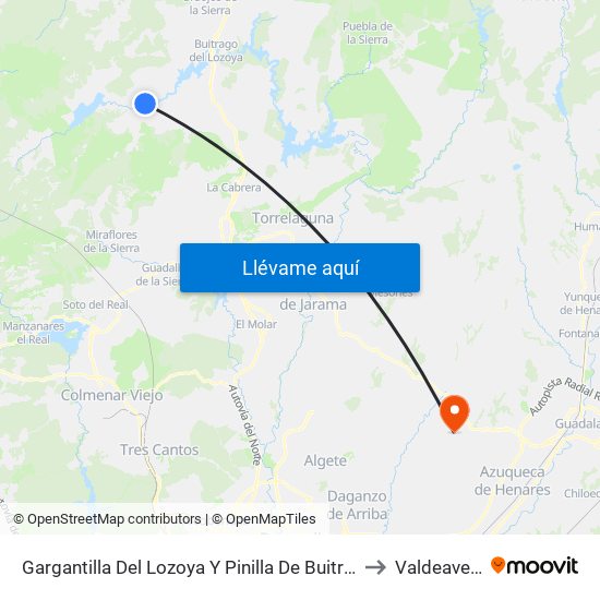 Gargantilla Del Lozoya Y Pinilla De Buitrago to Valdeavero map