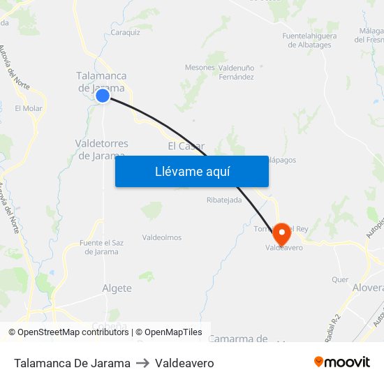 Talamanca De Jarama to Valdeavero map