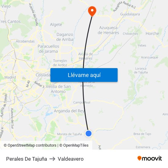 Perales De Tajuña to Valdeavero map