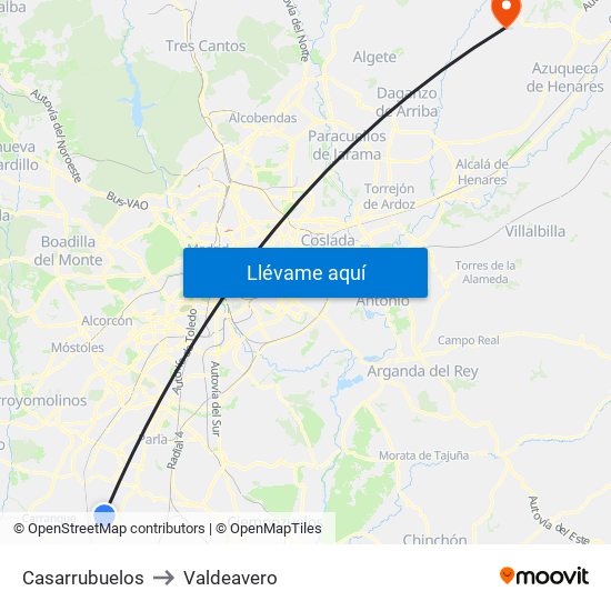 Casarrubuelos to Valdeavero map