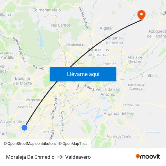 Moraleja De Enmedio to Valdeavero map