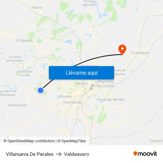 Villanueva De Perales to Valdeavero map