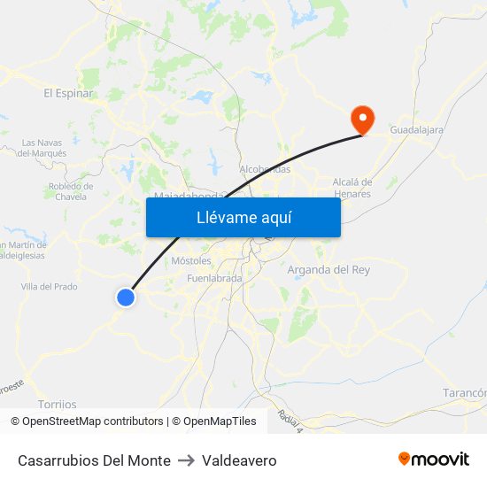 Casarrubios Del Monte to Valdeavero map