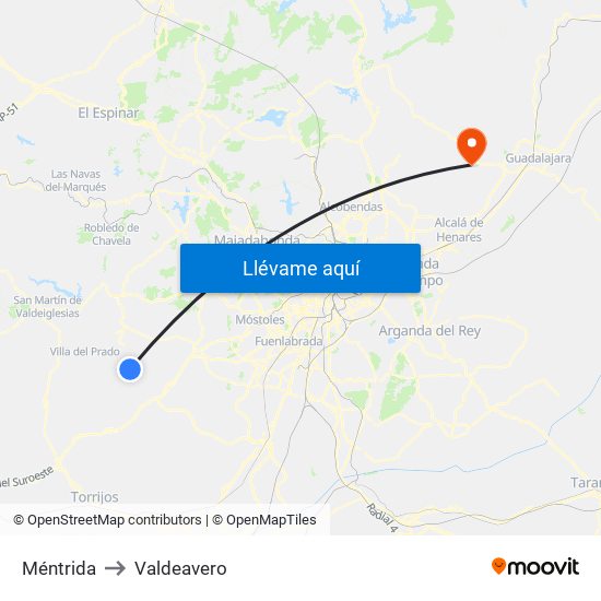 Méntrida to Valdeavero map
