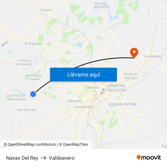 Navas Del Rey to Valdeavero map