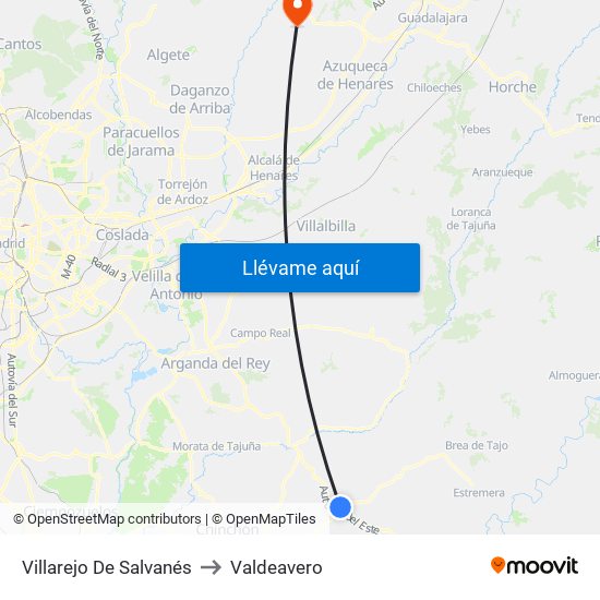 Villarejo De Salvanés to Valdeavero map