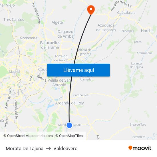 Morata De Tajuña to Valdeavero map