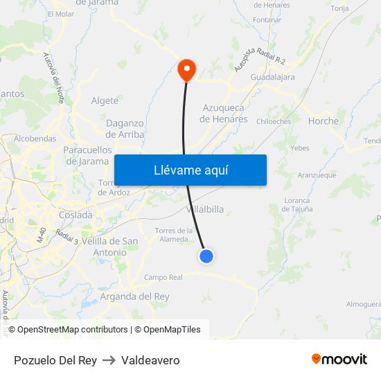 Pozuelo Del Rey to Valdeavero map