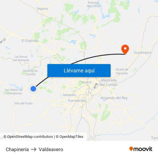 Chapinería to Valdeavero map