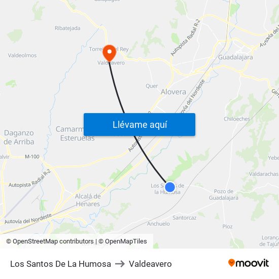 Los Santos De La Humosa to Valdeavero map