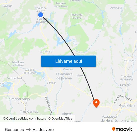 Gascones to Valdeavero map