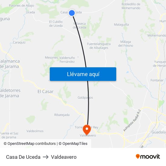 Casa De Uceda to Valdeavero map