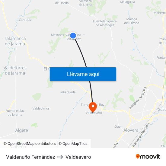 Valdenuño Fernández to Valdeavero map