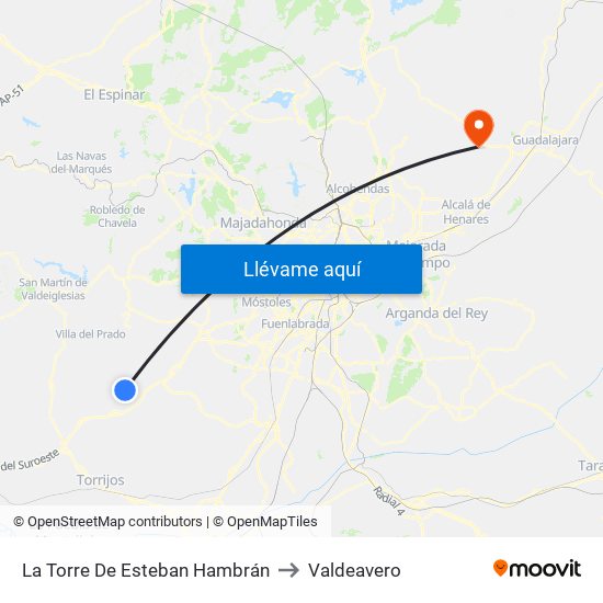 La Torre De Esteban Hambrán to Valdeavero map
