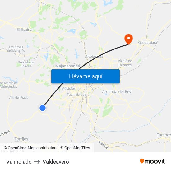 Valmojado to Valdeavero map