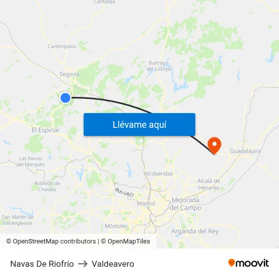 Navas De Riofrío to Valdeavero map