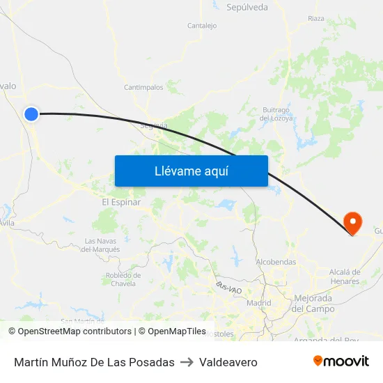 Martín Muñoz De Las Posadas to Valdeavero map