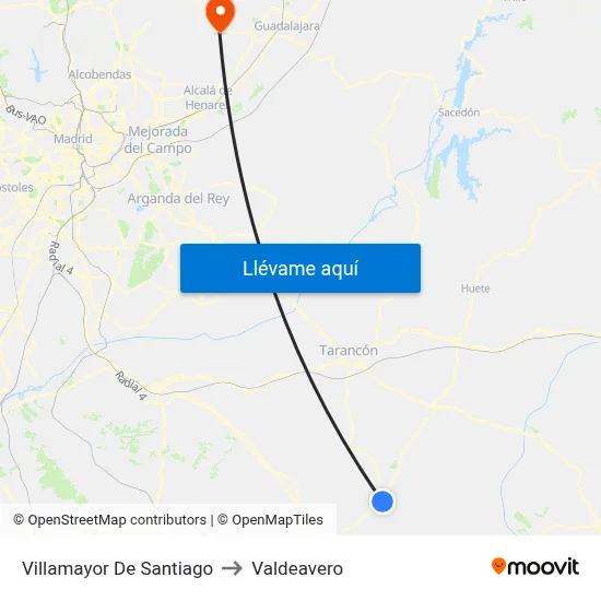 Villamayor De Santiago to Valdeavero map