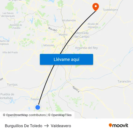 Burguillos De Toledo to Valdeavero map