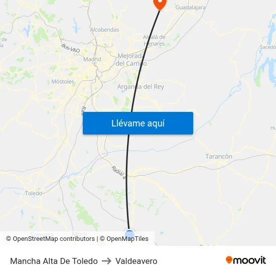 Mancha Alta De Toledo to Valdeavero map
