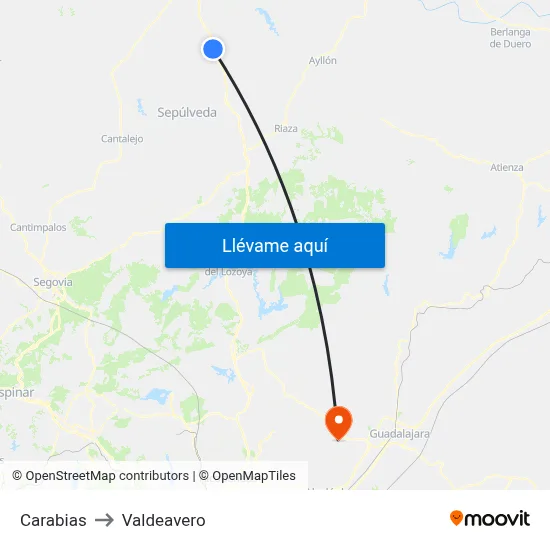Carabias to Valdeavero map