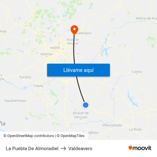 La Puebla De Almoradiel to Valdeavero map