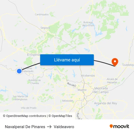 Navalperal De Pinares to Valdeavero map