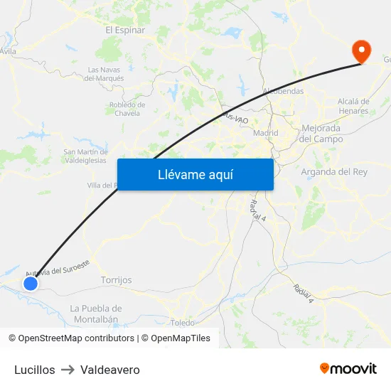 Lucillos to Valdeavero map