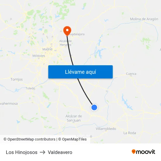 Los Hinojosos to Valdeavero map