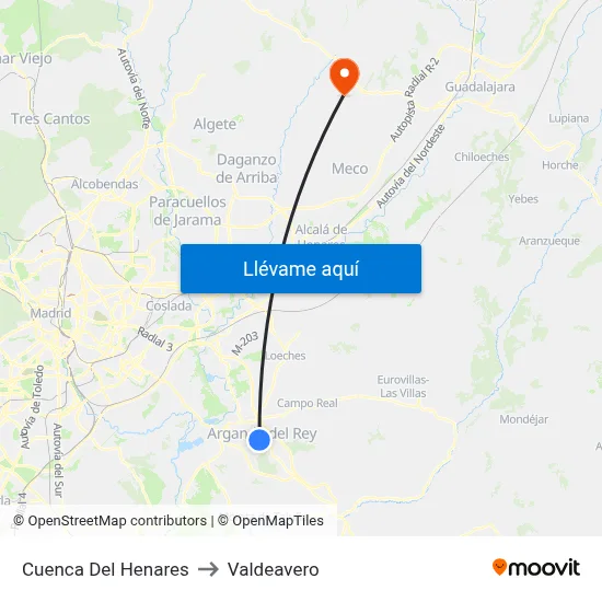 Cuenca Del Henares to Valdeavero map