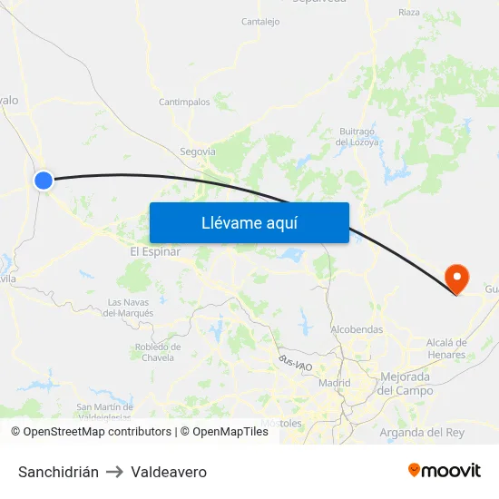 Sanchidrián to Valdeavero map