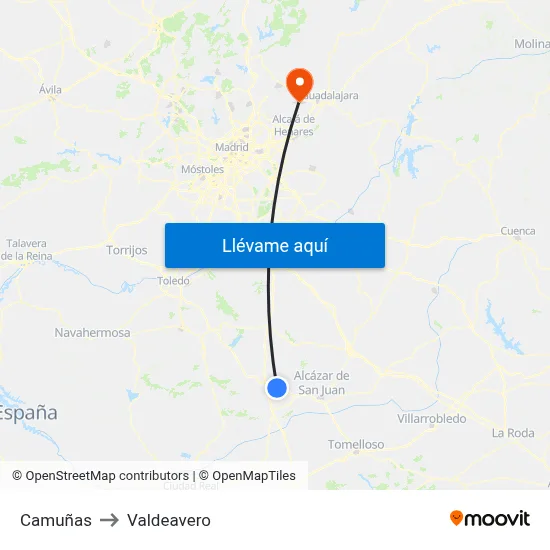 Camuñas to Valdeavero map