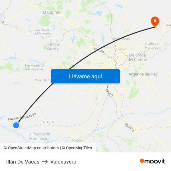 Illán De Vacas to Valdeavero map