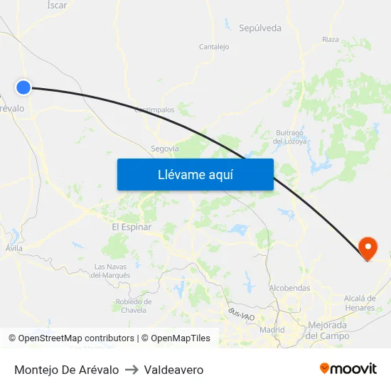 Montejo De Arévalo to Valdeavero map