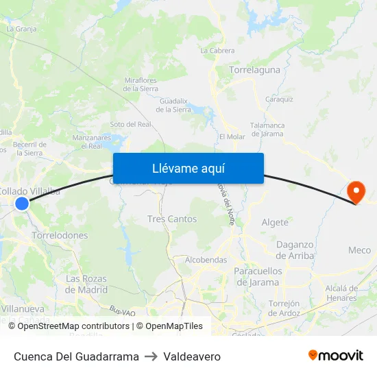 Cuenca Del Guadarrama to Valdeavero map