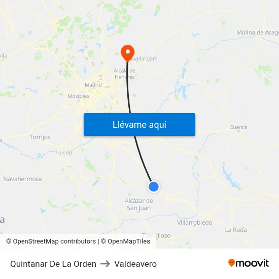 Quintanar De La Orden to Valdeavero map