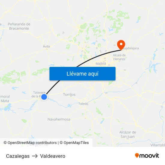 Cazalegas to Valdeavero map