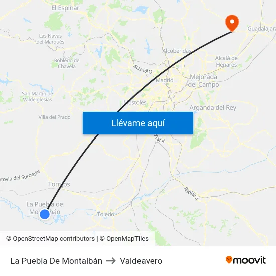 La Puebla De Montalbán to Valdeavero map